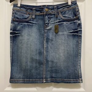 Vintage Dollhouse Denim Skirt Blue Jean Above Knee Y2K 90s Revival Grunge Sz 7